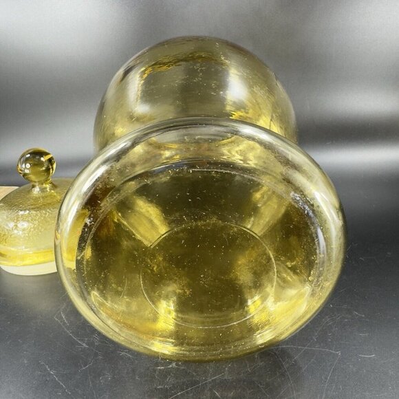 Vintage Indiana Glass Amber Yellow Glass Apothecary Jar Canister With Lid VTG - Picture 11 of 13